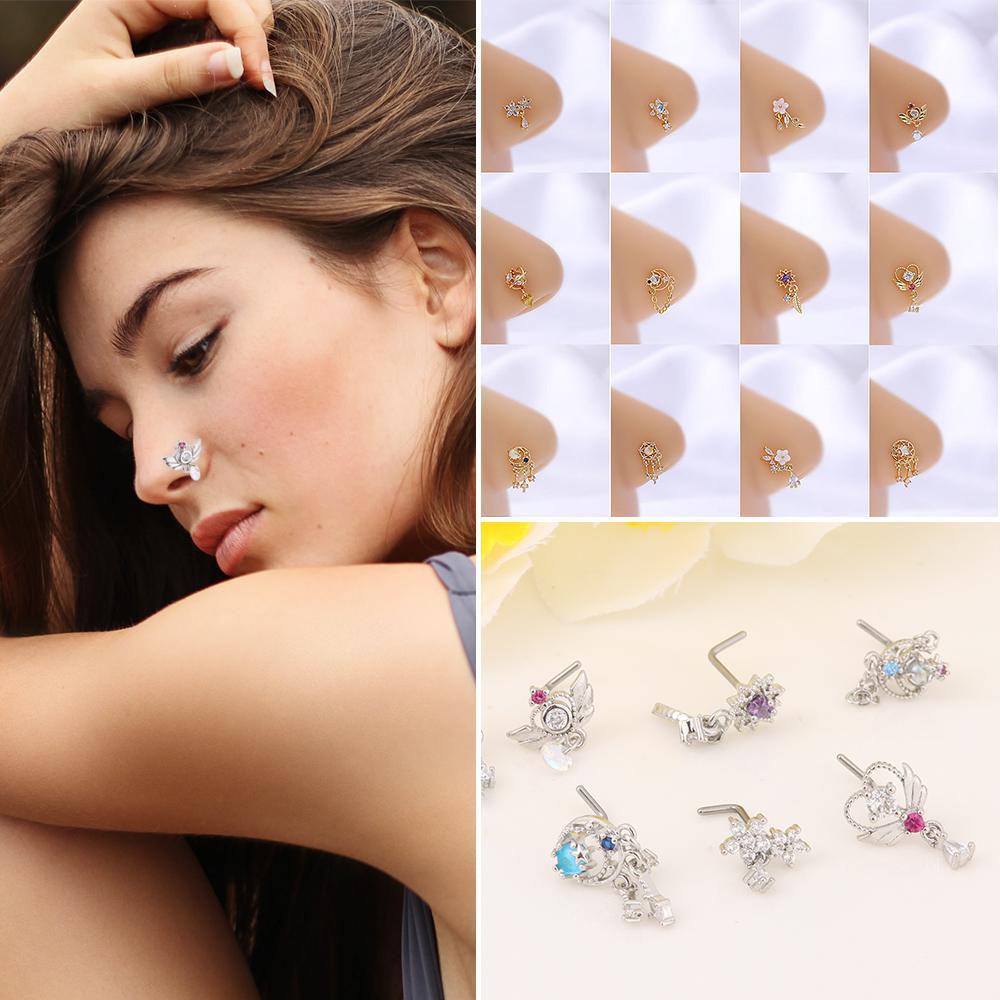 Khuyên Mũi Dáng Dài Bằng Thép Không Gỉ Trang Sức Sáng Tạo