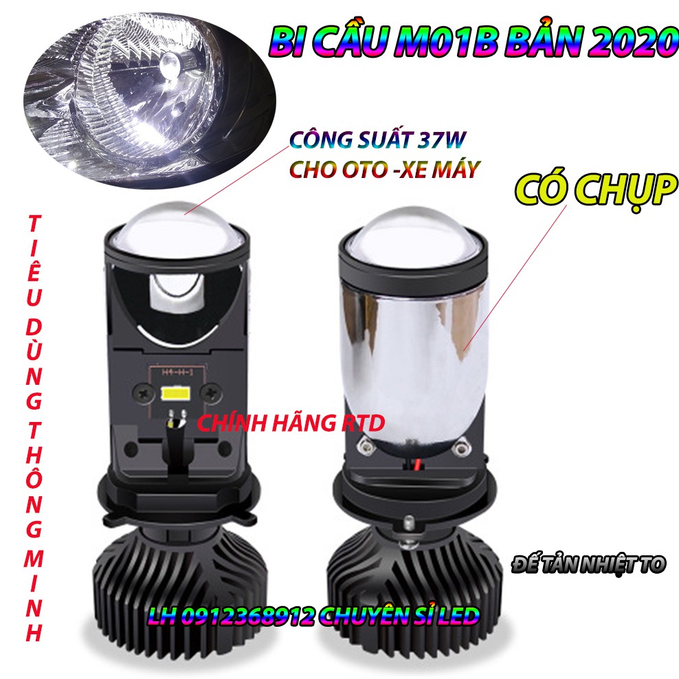 Bi cầu led m01b chân h4 lắp mọi loại xe máy 2015 trở lại chính hãng rtd ( nói không hàng fake)