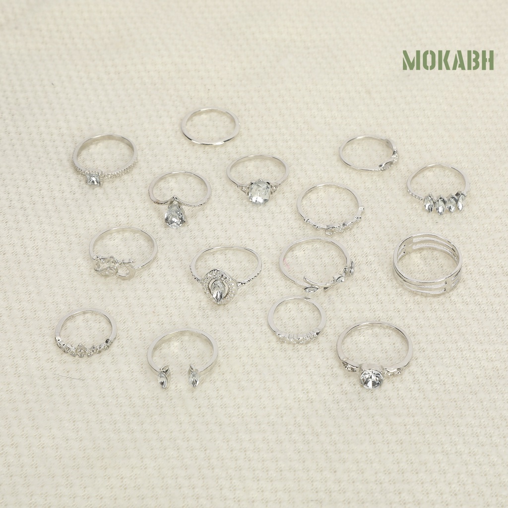 Bộ 15 Nhẫn Đính Đá Phong Cách Bohemian Thời Trang Cho Nữ