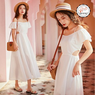 Váy Đầm maxi Trắng khoét trễ vai 2 dây cao cấp - Hàng có sẵn - Hàng Thiết kế QCCC - Váy đẹp, Váy đi chơi, Váy đi biển