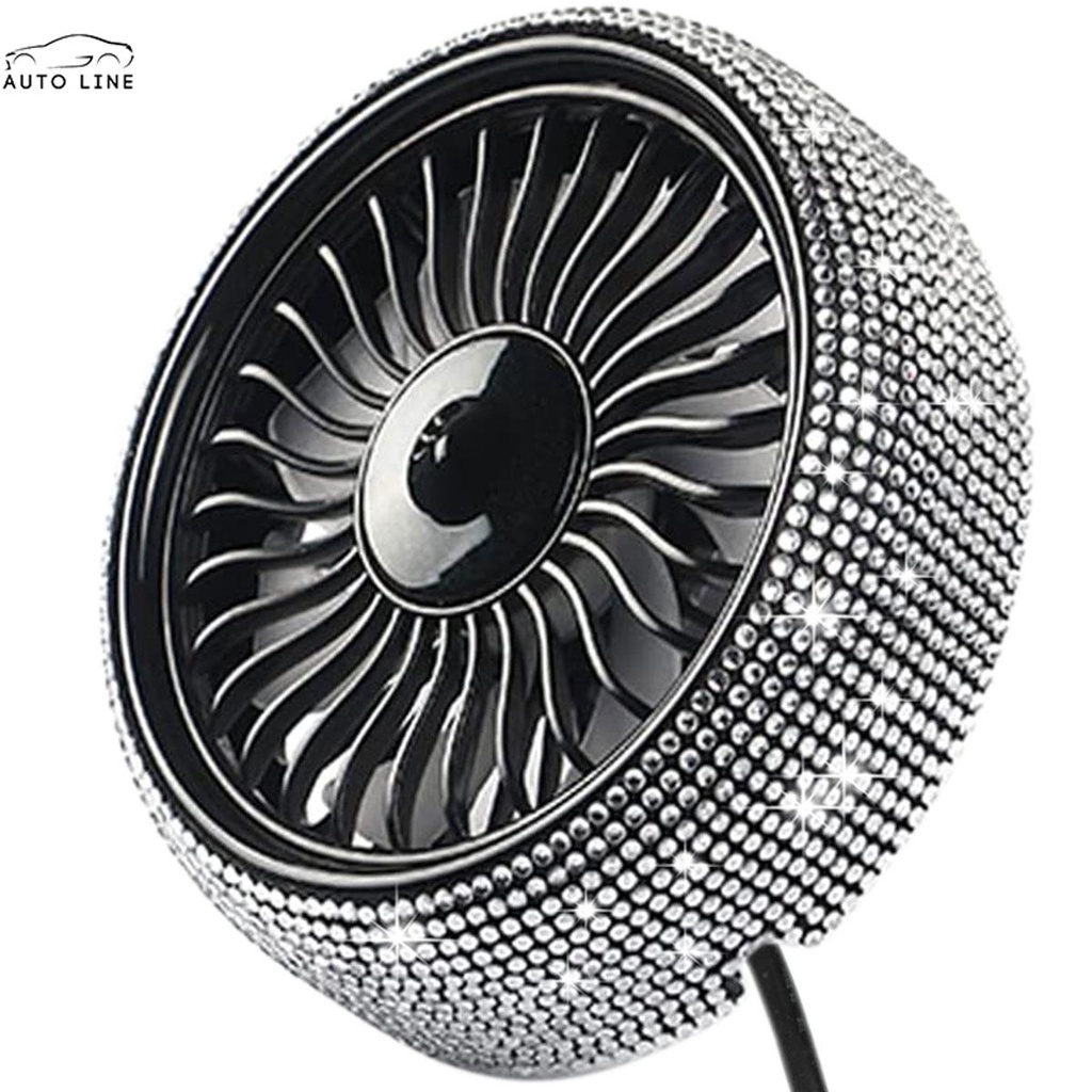 Quạt Làm Mát 3 Tốc Độ 3 Tốc Độ Xoay 360 Độ Cho Xe Hơi° Quạt Xoay Có Đèn LED Pha Lê Lấp Lánh Gắn Lỗ Thông Gió Xe Hơi SHOPCYC0150