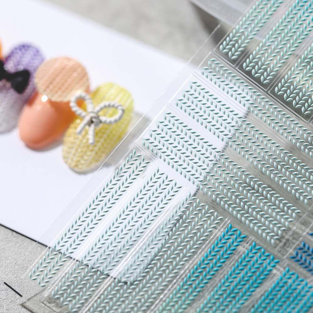 OCEANMAP Miếng Dán Họa Tiết Đan Len Dập Nổi Kiểu Nhật Bản Trang Trí Móng Tay Nghệ Thuật DIY