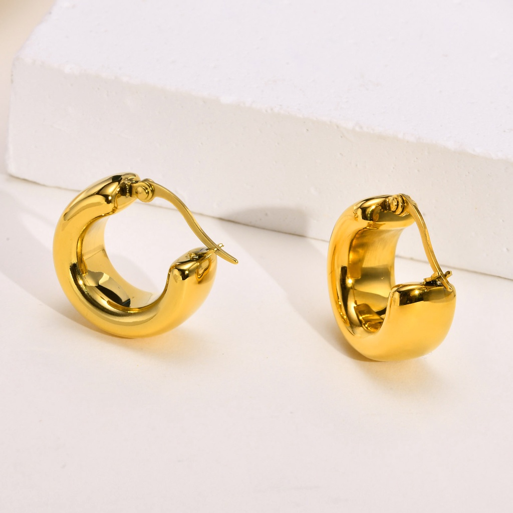 Vnox Khuyên Tai Vòng Tròn Bằng Thép Không Gỉ Đánh Bóng Cao Cho Nữ