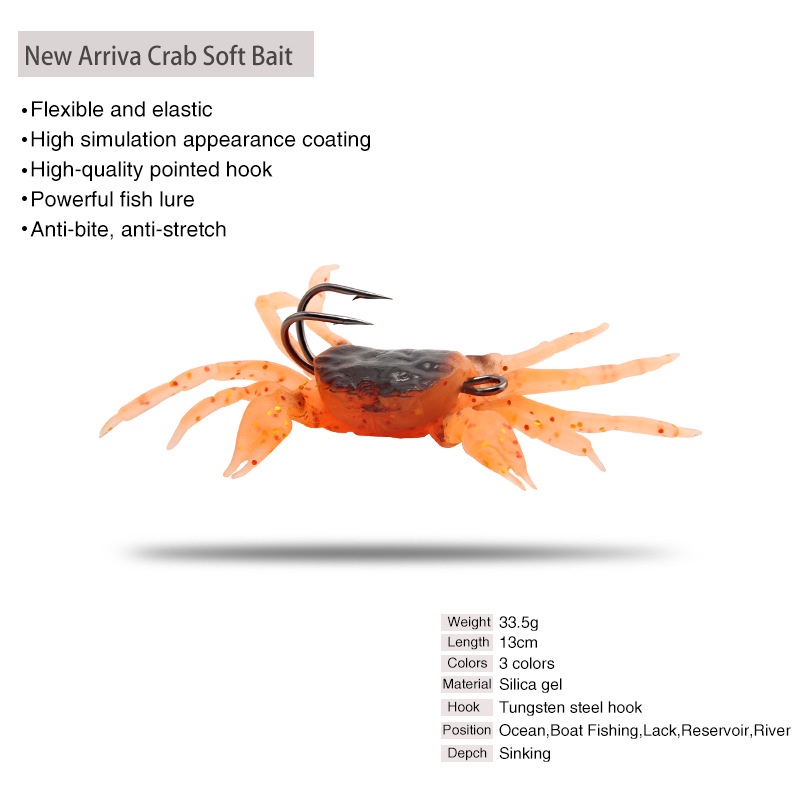 Mồi Câu Cá Giả Hình Con Cua Mềm 13cm 33.5g