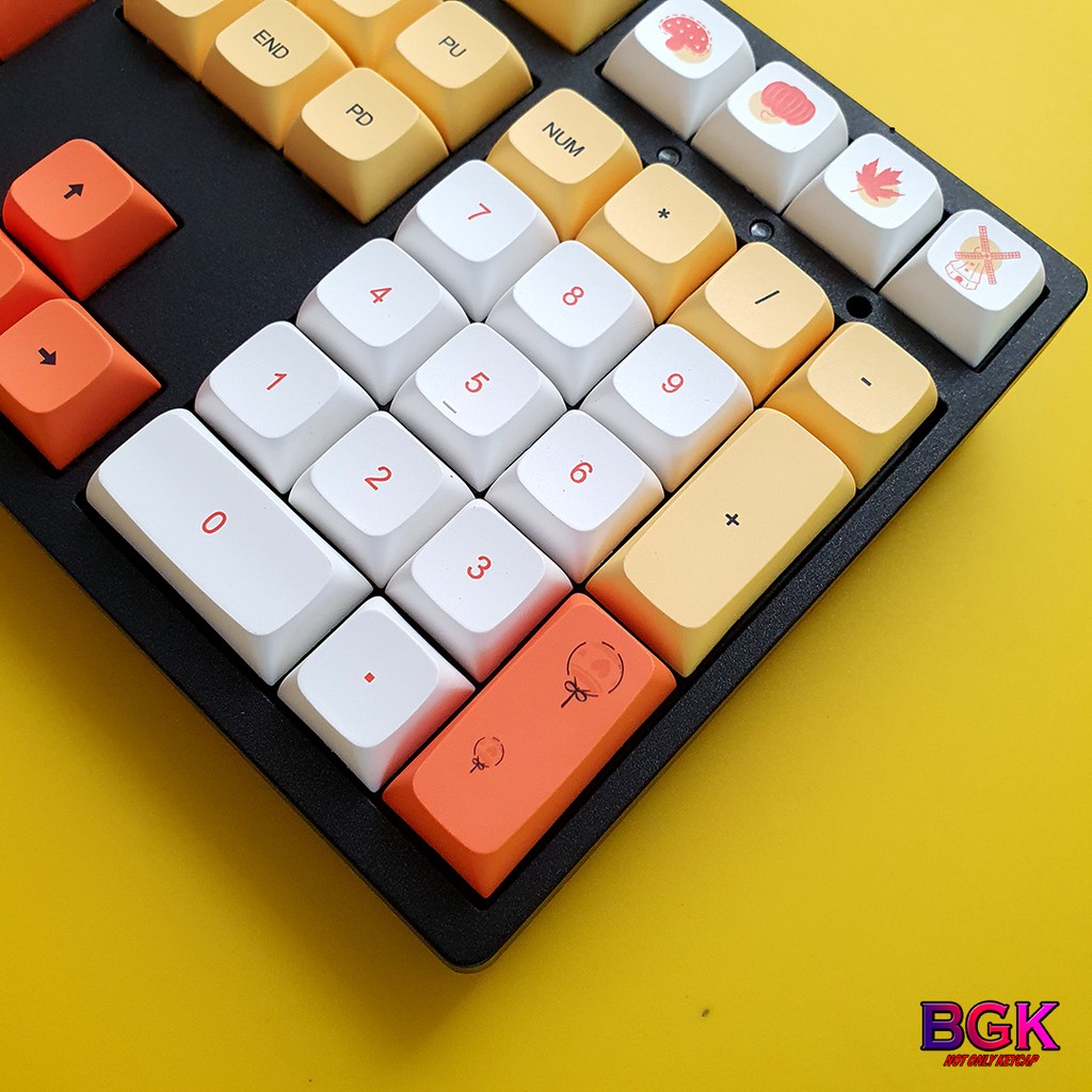 Bộ Keycap XDA PBT 129 Phím Thu Vàng Cực Đẹp in Dye-Sub Font chữ to ( hỗ trợ layout 61 64 87 104 108 Phím )