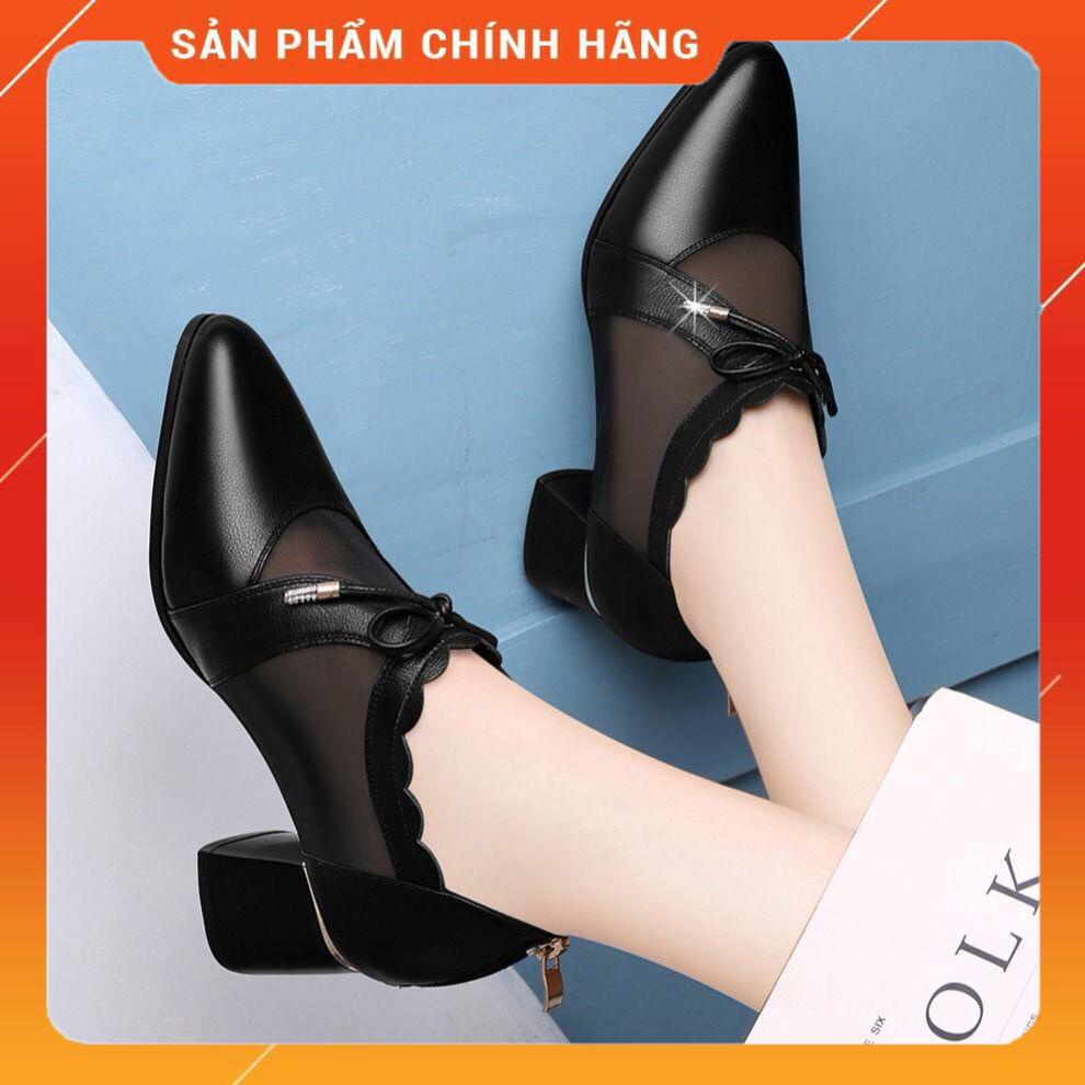 [freeship] Giày nữ xinh đính nơ- cổ bèo cho các nàng siêu sang,chất da mềm mịn mướt tay