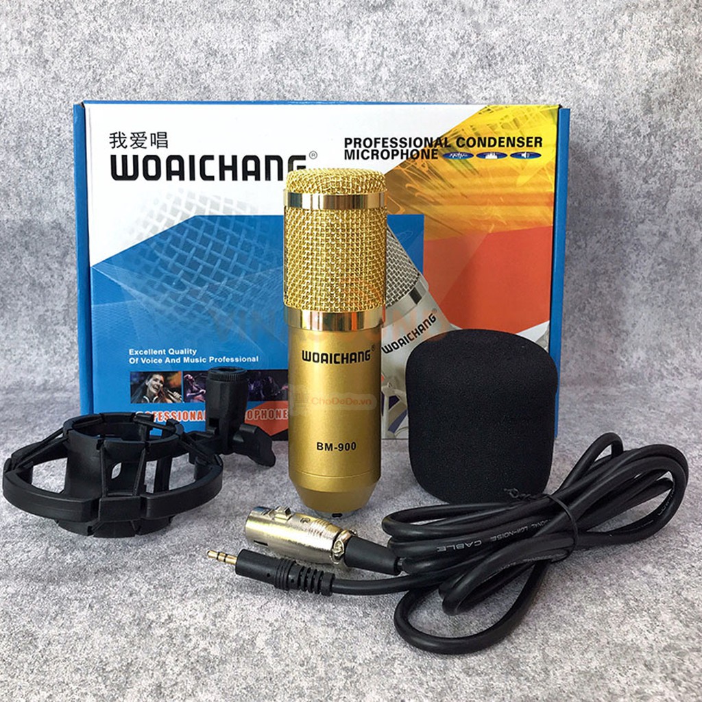 Bộ Combo Mic Thu Âm Hát Livestream Soundcard  XOX K10 2020, Mic BM900 Woaichang tặng kèm tai nghe