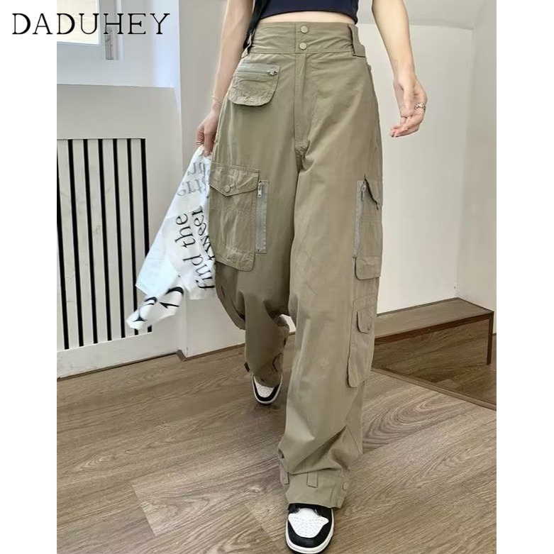 Quần túi hộp mỏng dáng suông rộng nhiều túi kiểu Mỹ sành điệu thường ngày mùa thu 2022 cho nam và nữ