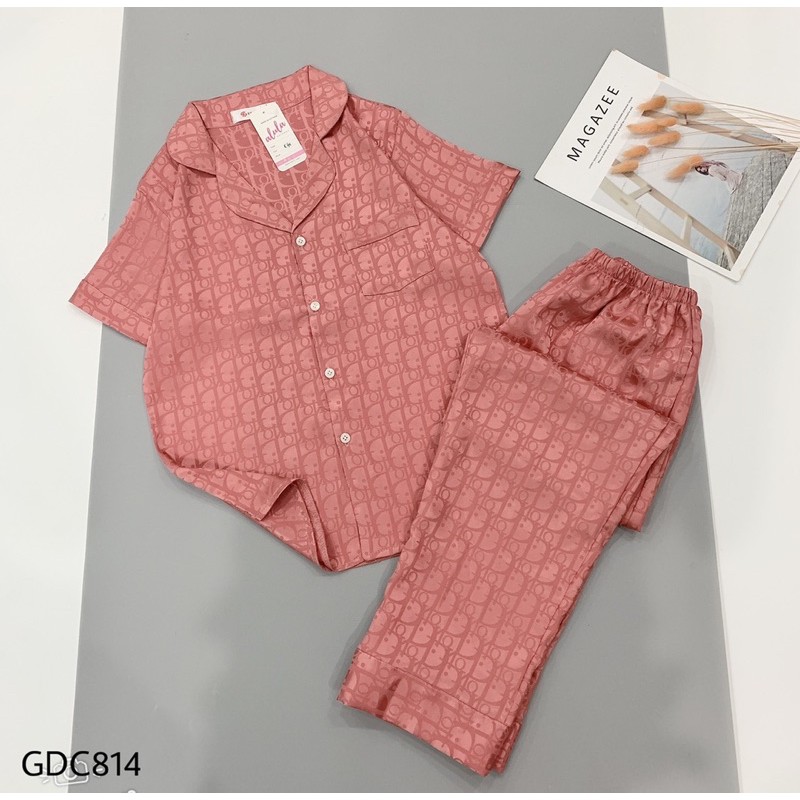 Đồ bộ lụa gấm mặc nhà ⚡️Bao xịn xò ⚡️họa tiết  LV, Dior - Bộ tay cộc quần dài