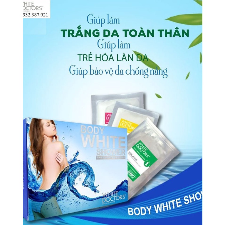 Kem tắm trắng toàn thân White Doctors BODY WHITE SHOWER  3 trong 1 (3 gói)