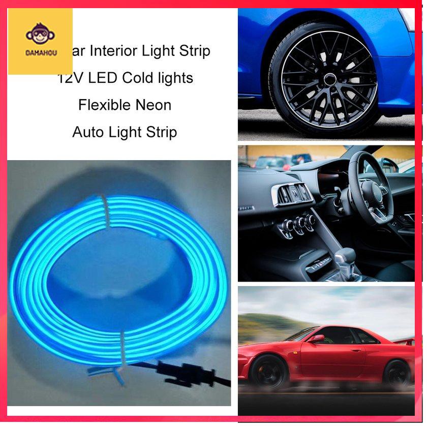 Đèn chiếu sáng nội thất ô tô 3M Dải đèn LED 12V Đèn lạnh Dải ánh sáng tự động Neon linh hoạt