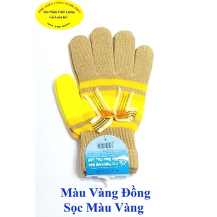 Găng tay len Bao tay len Nữ Bít ngón Sọc ngang Gắn nơ Nhãn SUN-G Len Acrylic Chống nắng Giữ ấm Bảo vệ da tay Sx tại VN