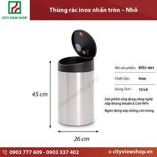 Thùng rác Fitis tròn nhấn (Có thể treo tường) RTS1