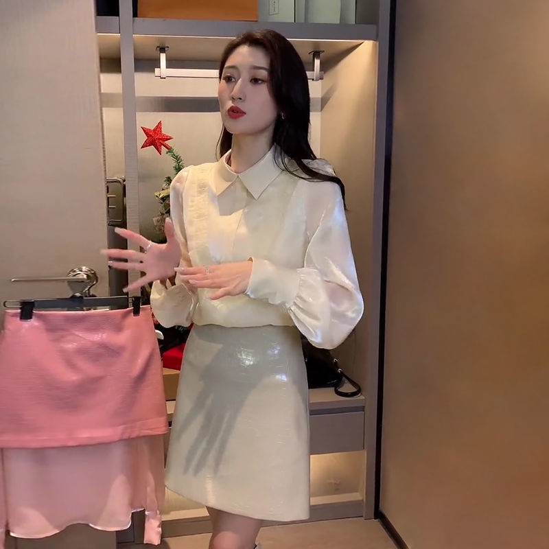 Áo sơ mi voan tơ kính tay dài siêu tiểu thư