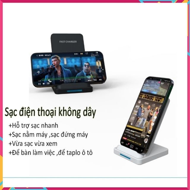 Sạc điện thoại không dây,hỗ trợ sạc nhanh- cho Apple iPhone 8/ iPhone X/ XS Max/ip11/12 Samsung S8/ S9/ Note