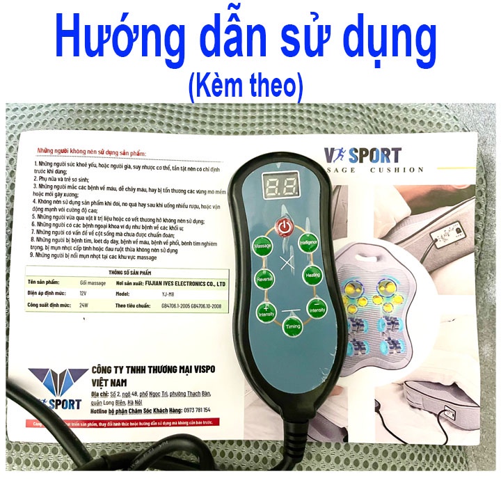 Gối Massage Cổ Vai Gáy 8 Bi Hồng Ngoại Đa Năng - Hỗ trợ giảm đau nhức - mỏi mệt - hỗ trợ đường máu tuần hoàn g