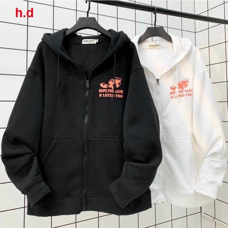 Áo khoác hoodie khoá bo tay Everyday UlzzangHodie nữ form rộng dài vải nỉ chất đẹp giá rẻ không xù lông
