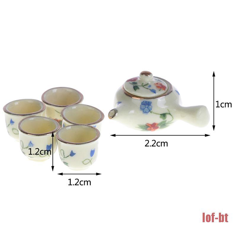 Set 1 Bộ Ấm Trà Và Tách Uống Mini Tỉ Lệ 1: 12 Trang Trí Nhà Búp Bê