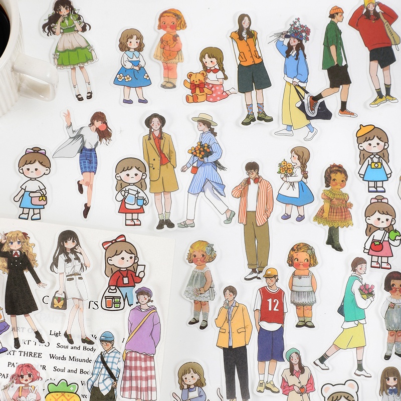Set 40 Sticker Giấy Washi Họa Tiết Hoạt Hình Trang Trí Sổ Tay