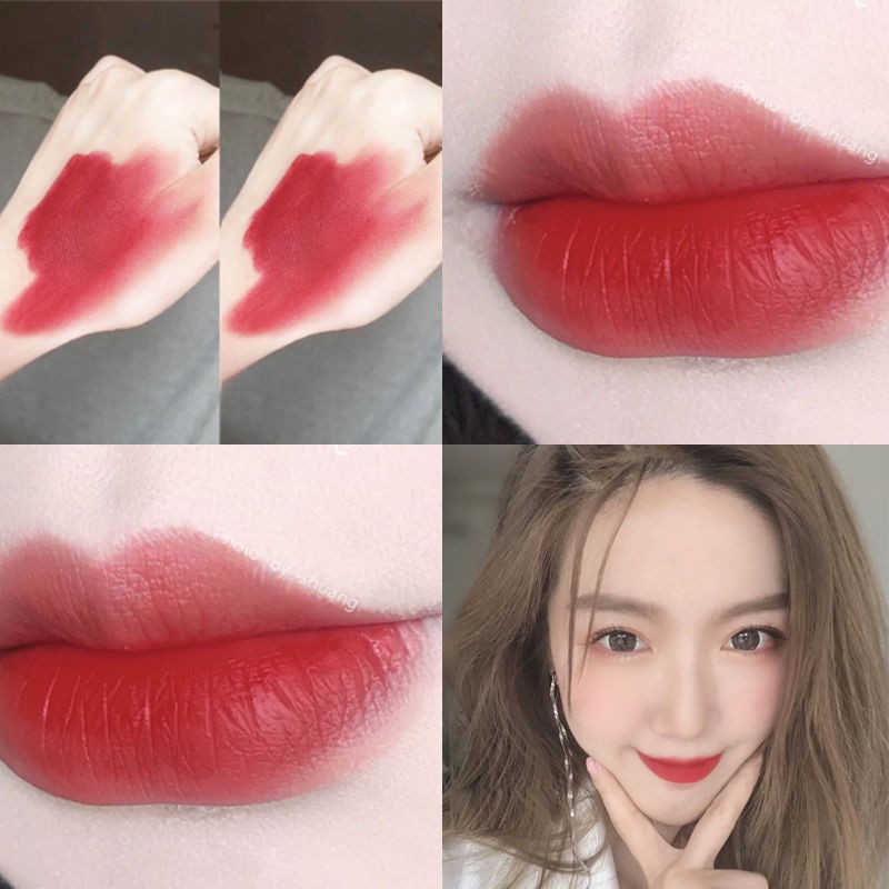 The same ice cube transparent lipstick matte matte spring and summer new color student model non-fading milk tea color orange brown