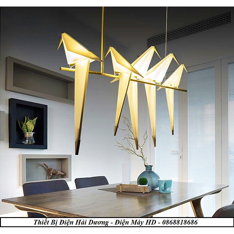 Đèn thả trang trí hình chim cao cấp (5 chim) LED - trang trí decor bàn ăn phòng bếp decor Bắc Âu - Bảo hành 1 năm