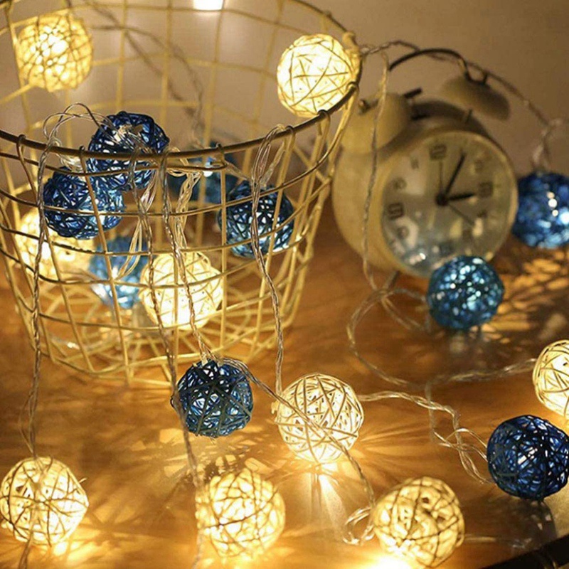 Bộ 15 Quả Cầu Mây Dùng Trang Trí Bàn Làm Việc