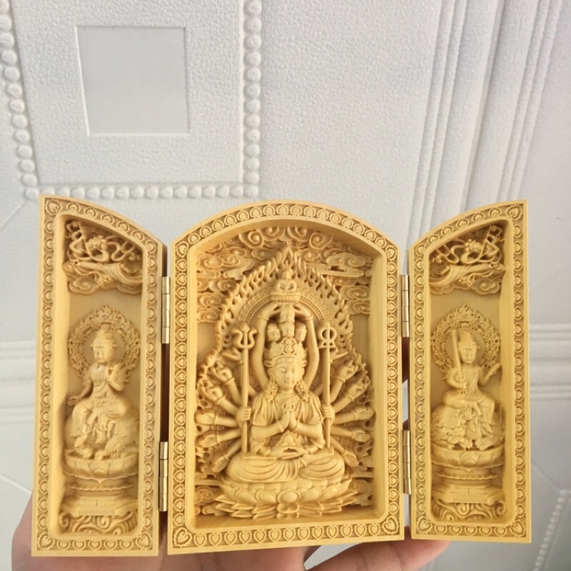 Hộp 3 tượng phật gỗ