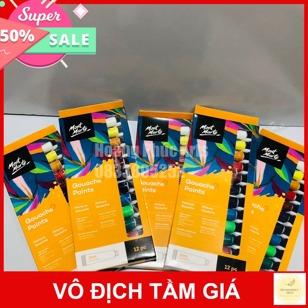 Màu Acrylic Mont Marte Set Bộ 12/18/24/36 màu -  Tuýp 12 màu