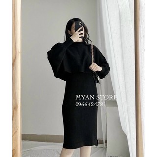SET ĐẦM THUN KÈM ÁO CROP