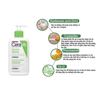 【💯Hàng thật】 Sữa Rửa Mặt cerave Hydrating Cleanser 236ml