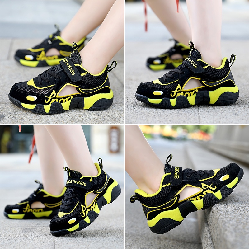 Giày Thể Thao Phối Lưới Thoáng Khí Chống Trượt Thời Trang Mùa Hè Cho Bé Trai Và Bé Gái Với 3 Màu Tùy Chọn 28-38