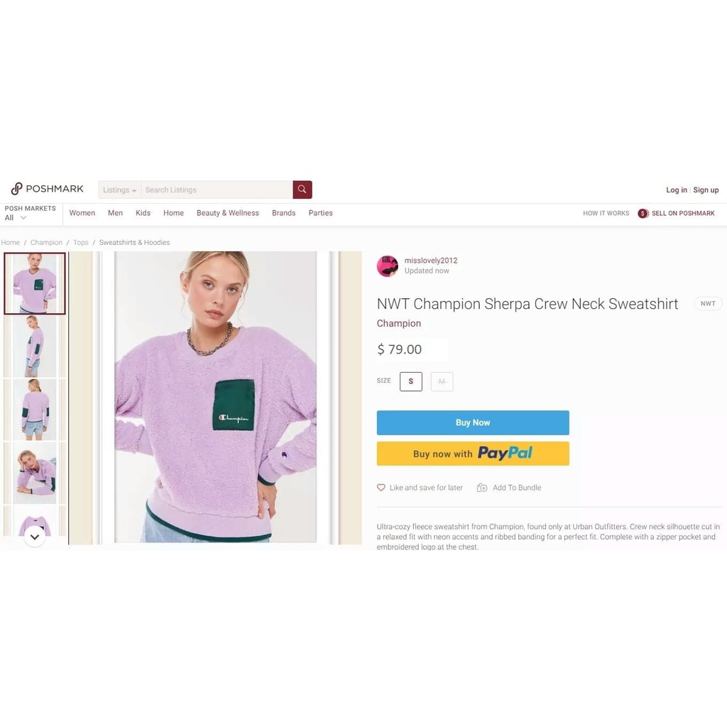 Áo sweater nỉ lông cừu Champion Sherpa Sweatshirt thu đông