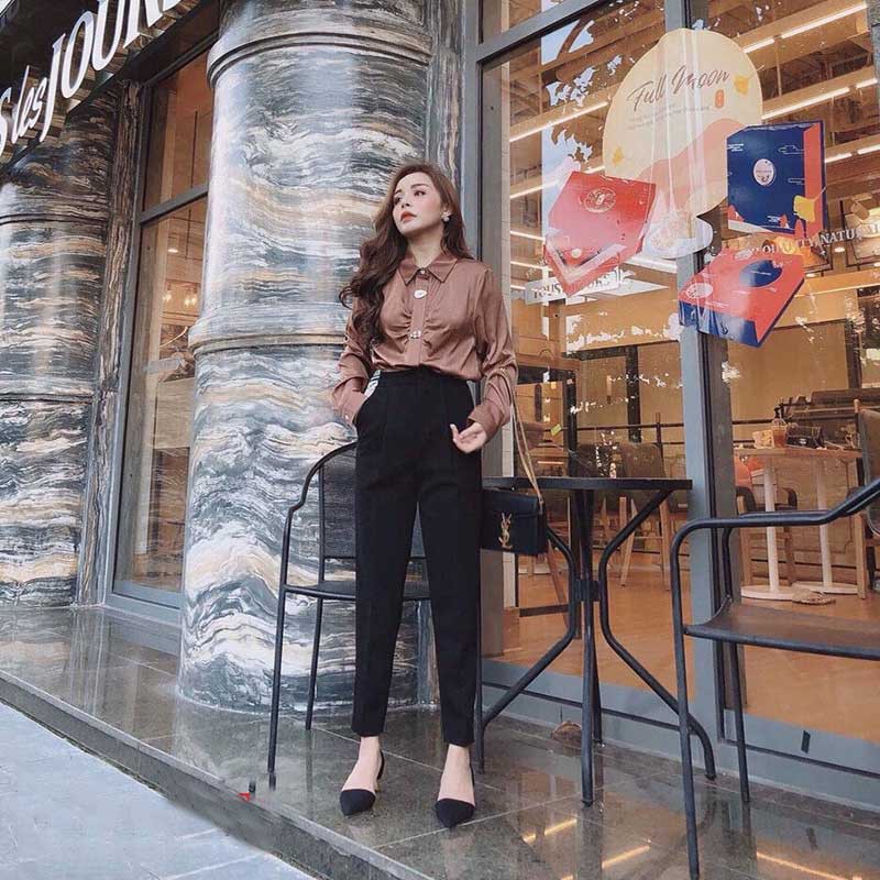 Quần tây nữ lưng cao mẫu mới [2021] - Chất tuyết mưa form đứng màu Trắng - Đen - Xám ghi - Nâu | SchoolF | BigBuy360 - bigbuy360.vn
