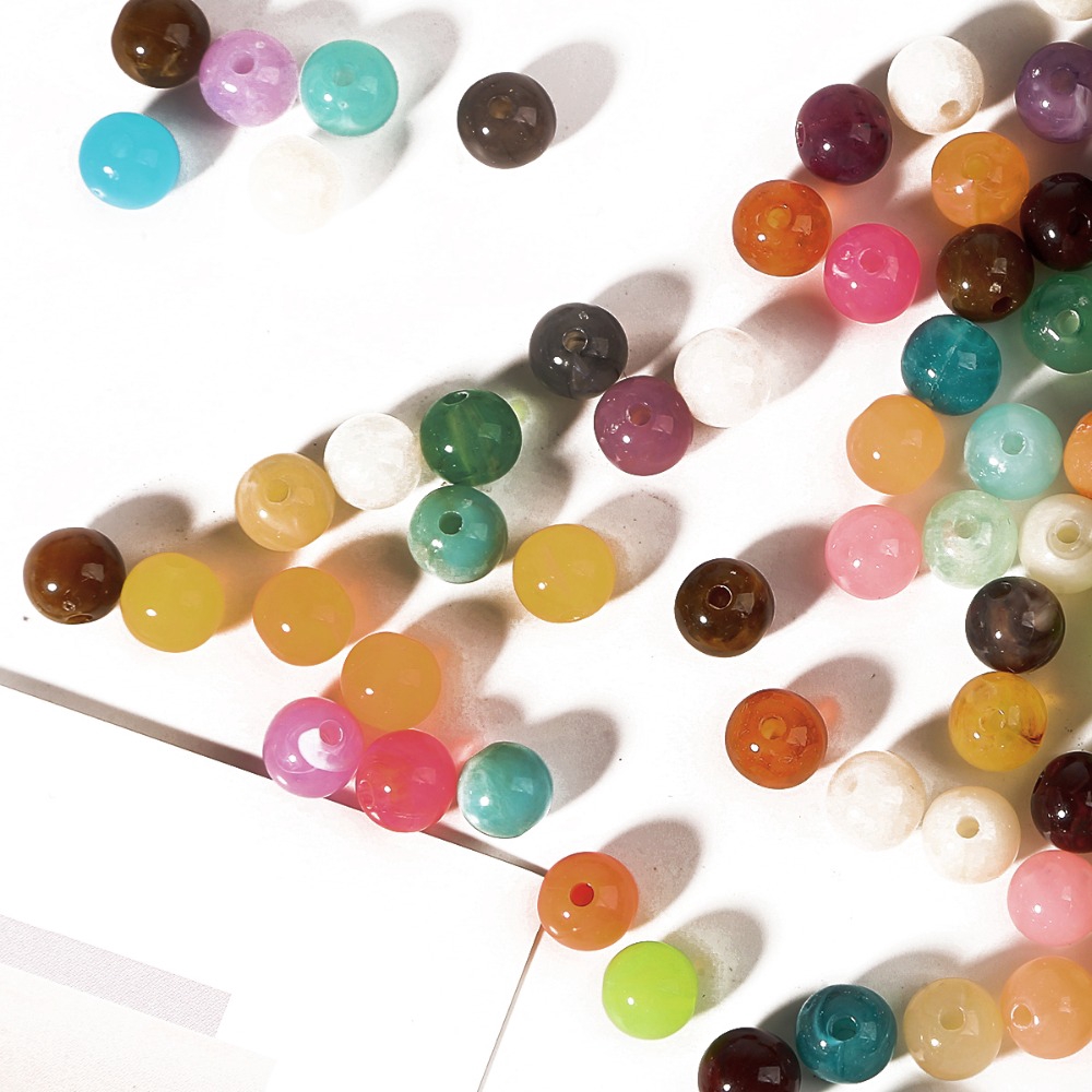 Hạt acrylic tròn 6mm 8mm 10mm 19 màu dành cho làm trang sức thời trang DIY