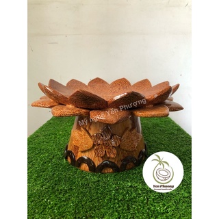 Dĩa để trái cây hoa sen gỗ dừa