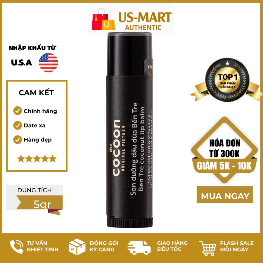 (AUTH) Son Dưỡng Dầu Dừa Bến Tre Cocoon Ben Tre Coconut Lip Balm 5g