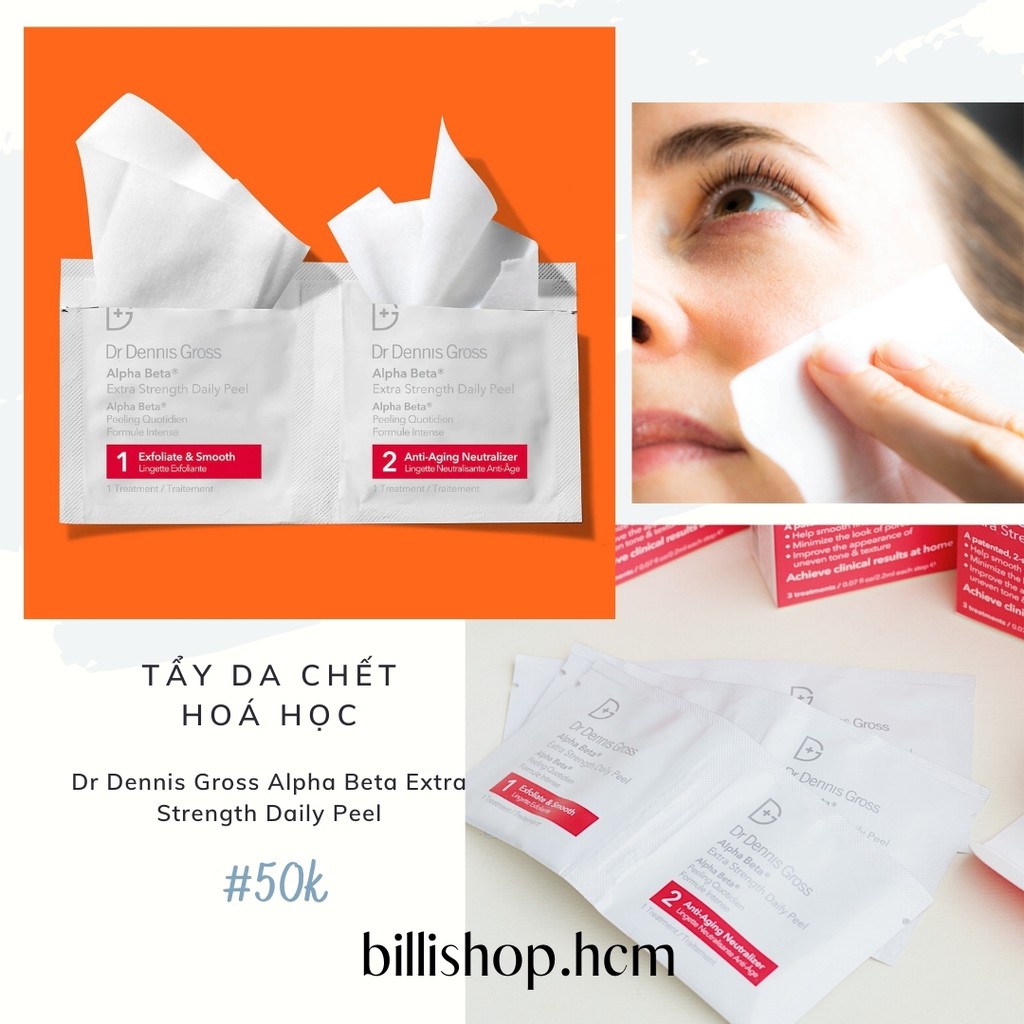 Tẩy da chết Dr Dennis Gross Alpha Daily Peel (2 gói - 2 bước)