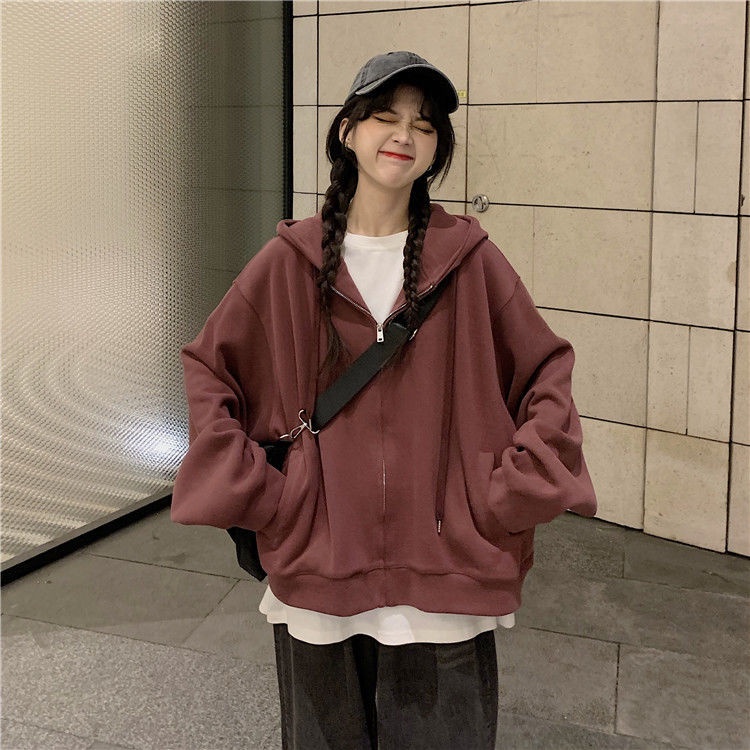 Áo Khoác Cardigan Có Mũ Trùm Dáng Rộng Phong Cách Hàn Quốc Tj199