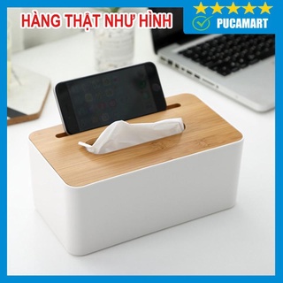 Hộp đựng khăn giấy nắp gỗ ,hộp khăn giấy decor để bàn siêu sang