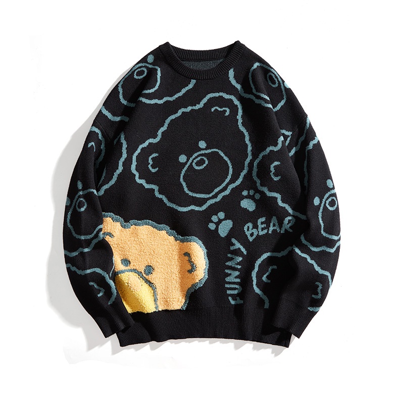 Áo Sweater Dệt Kim Hình Gấu Phong Cách Nhật Bản Thời Trang Thu Đông Ấm Áp