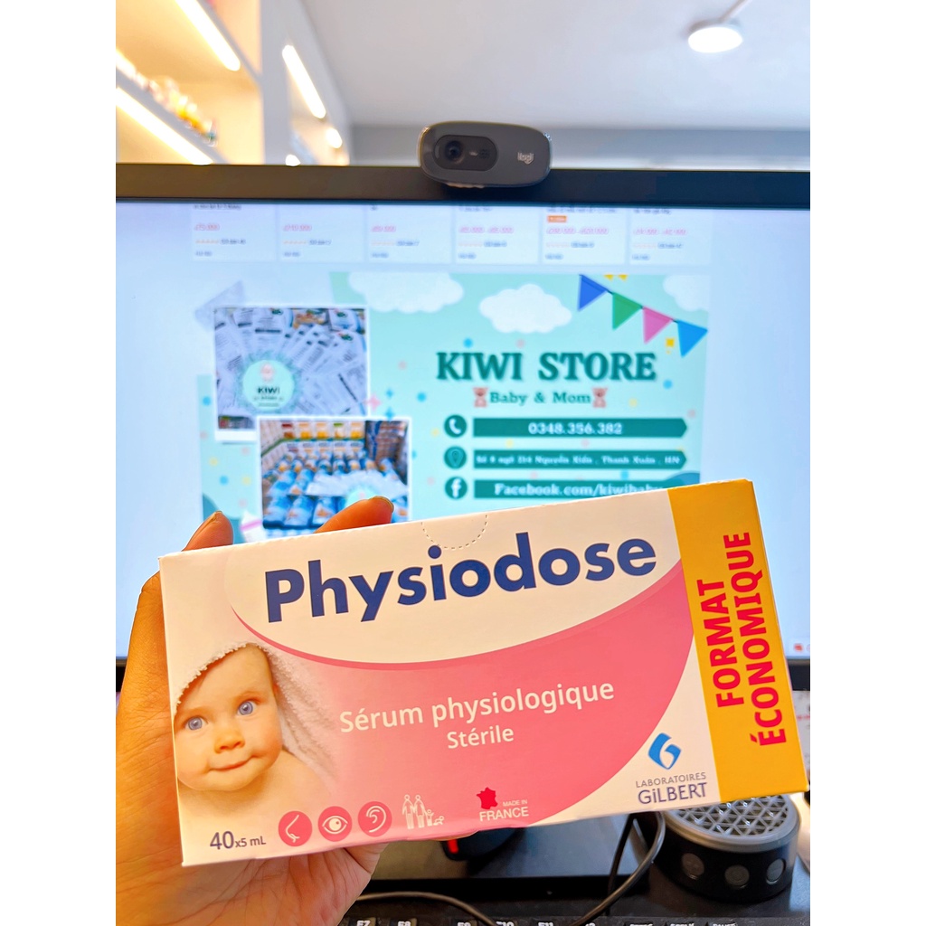 Nước muối sinh lý Physiodose tép hồng Pháp-hộp 40 ống (dùng hàng ngày)