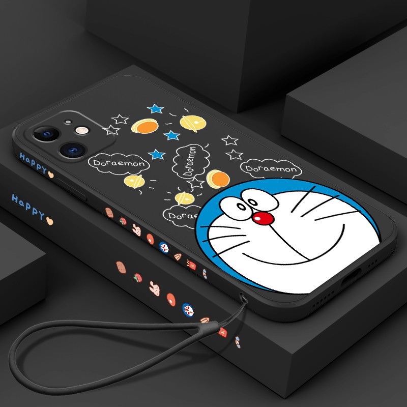 Ốp điện thoại silicon mềm in hoạt hình Doraemon đáng yêu có dây đeo cho iPhone 11 12 Pro Max | BigBuy360 - bigbuy360.vn
