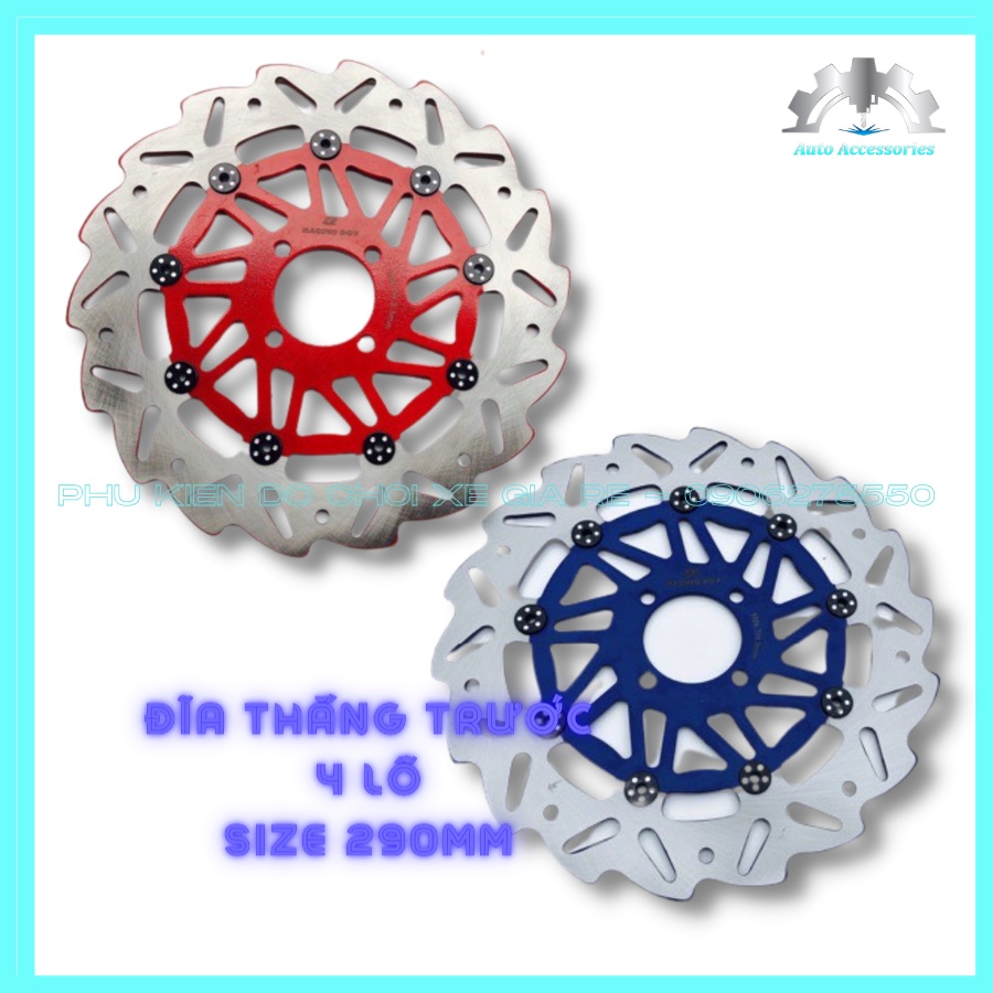 Đĩa Thắng Trước 4 lỗ size 290mm, Mẫu Mới Siêu Hót, Có Pát gắn thông dụng cho nhiều dòng xe  Màu sắc cực kì bắt mắt