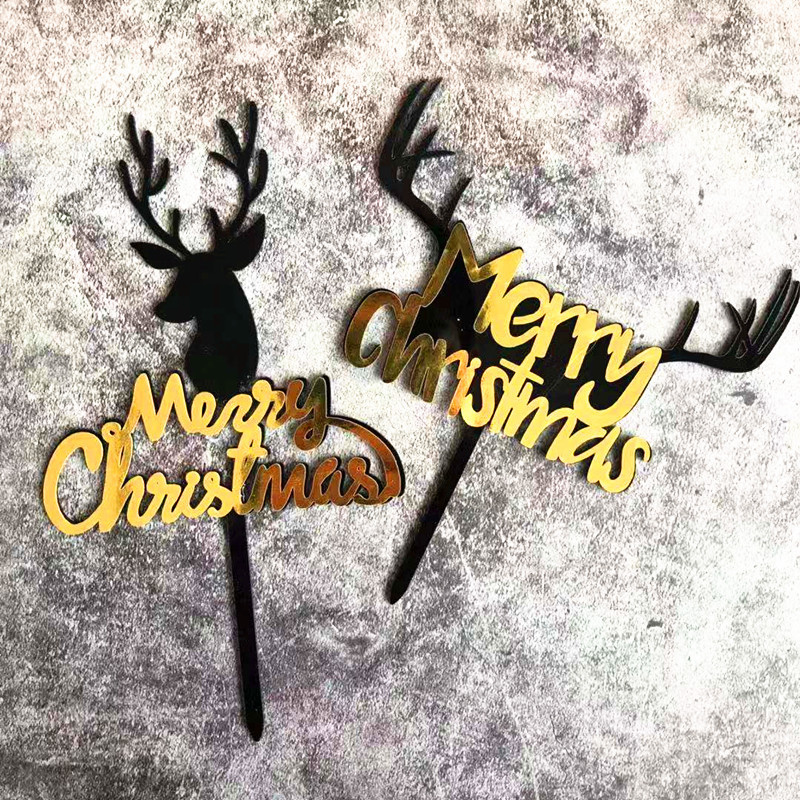 Que cắm trang trí bánh kem hình chữ cái Merry Christmas dành cho tiệc tùng Giáng Sinh