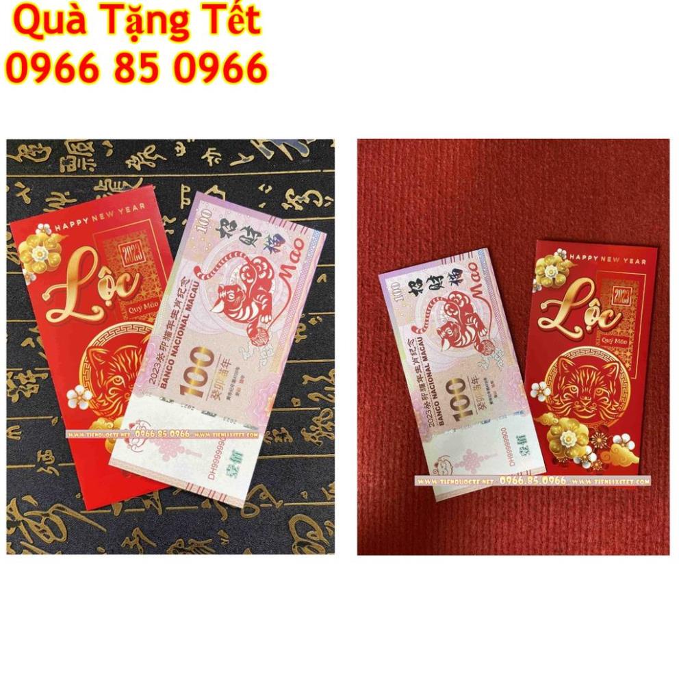 [GIẢM GIÁ] Lì xì tết Tờ Tiền 100 Macao may mắn hình con mèo 2023 - Combo 2 tờ, tặng kèm bao đỏ