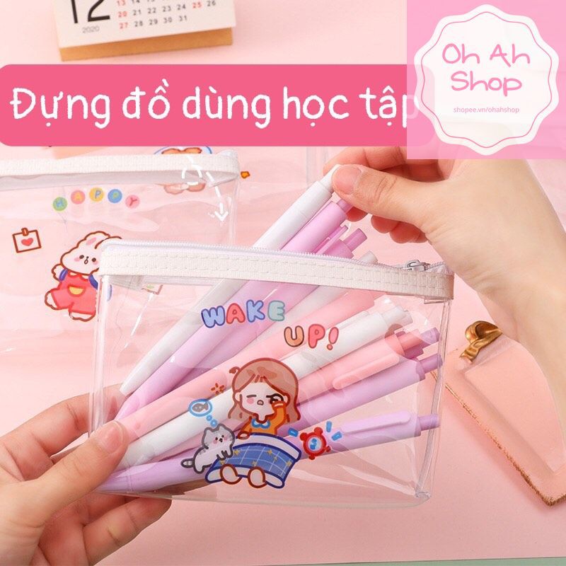 🍓 Túi Trong Suốt Đựng Son Mỹ Phẩm Đồ Dùng Học Tập Tiện Lợi Mẫu Mới