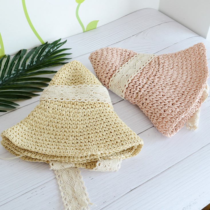 Nón Cói Vành Rộng Mềm Nữ Nơ Ren Đơn Giản Đi Biển