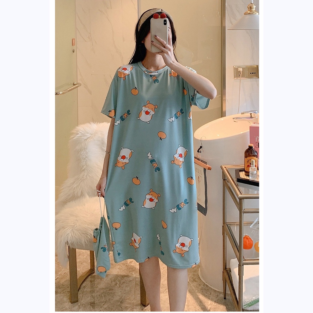 [CÓ BIGSIZE] Váy ngủ mặc nhà thời trang chất liệu cotton siêu mềm mịn co giãn thoáng mát _ mã VN1