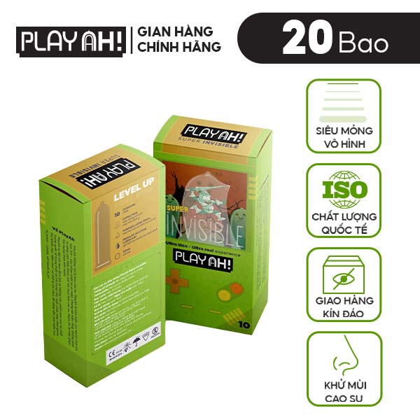 [Mua Kèm Deal 0Đ] Combo 2 Bao Cao Su PLAYAH Super Invisible Siêu Mỏng 2 Hộp 10 bao