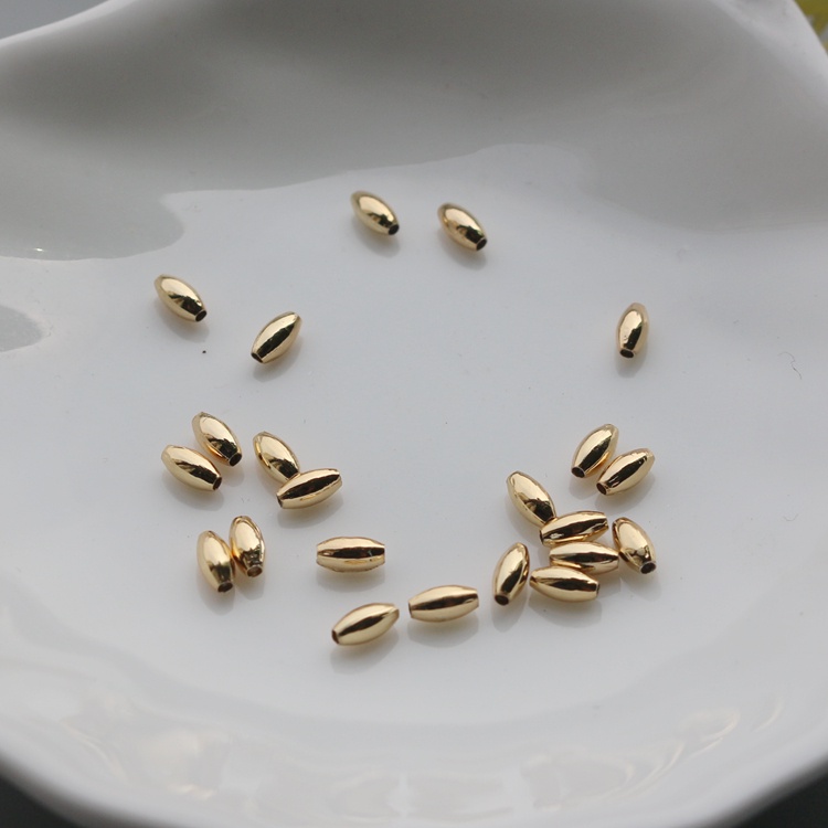 Set 100 Hạt Cườm Đồng 14k 2 * 4mm Dùng Để Làm Đồ Trang Sức Handmade